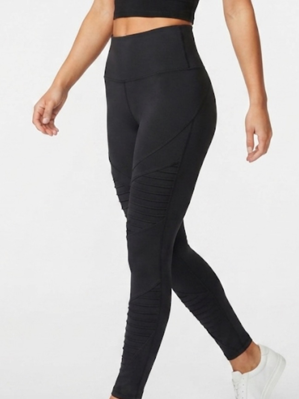 aerie Black High-Waist Ribbed Detail Leggings Size Medium
